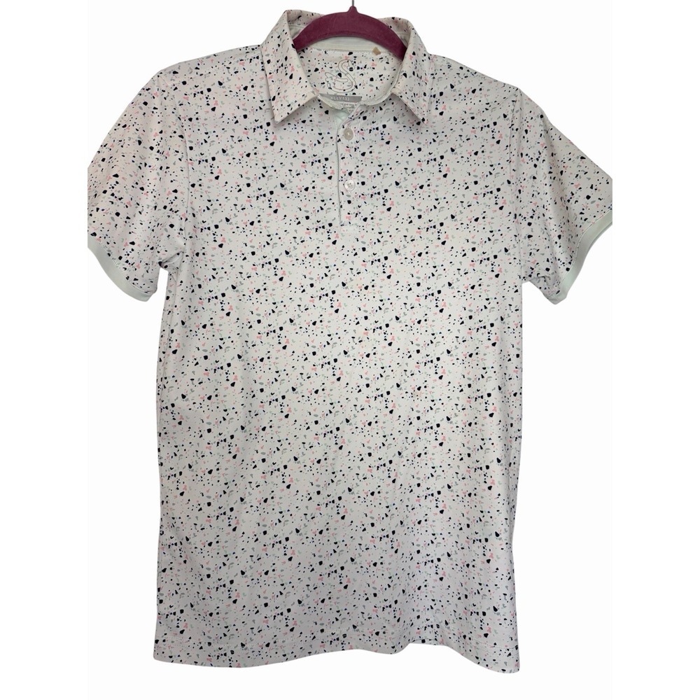 Swannies Co Youth XL (18) Boys Golf Polo Shirt White Speckled Short Sleeve
